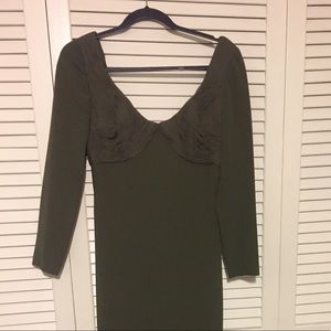 Smoky olive green Chris Kole evening gown